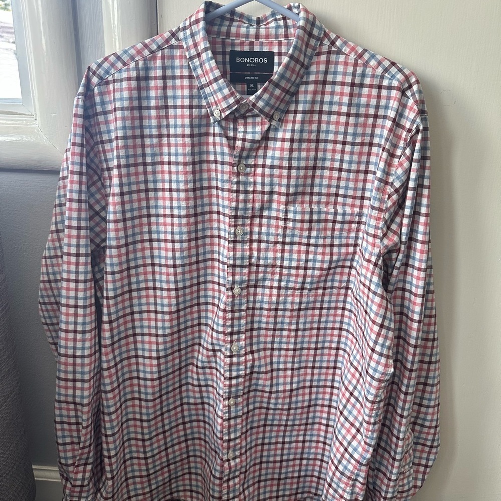 Bonobos Red and Blue Casual Button Down Shirt